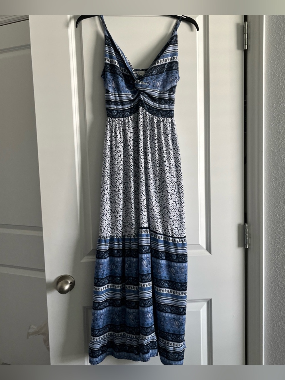 Japna Blue Boho Print Spaghetti Strap Maxi Dress Size M